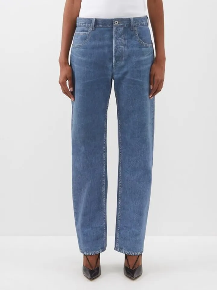 Denim-printed Leather Trousers