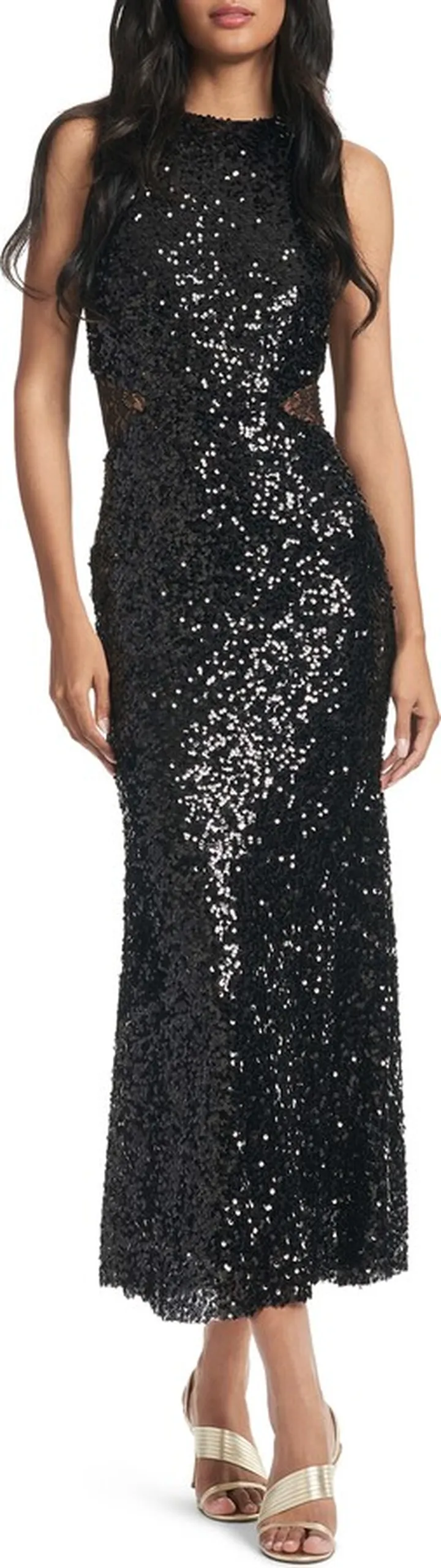 Drew Sequin Lace Panel Gown