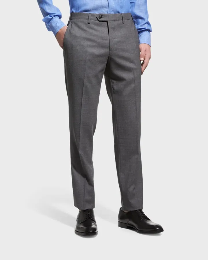 Men's Wool Straight Leg Trousers