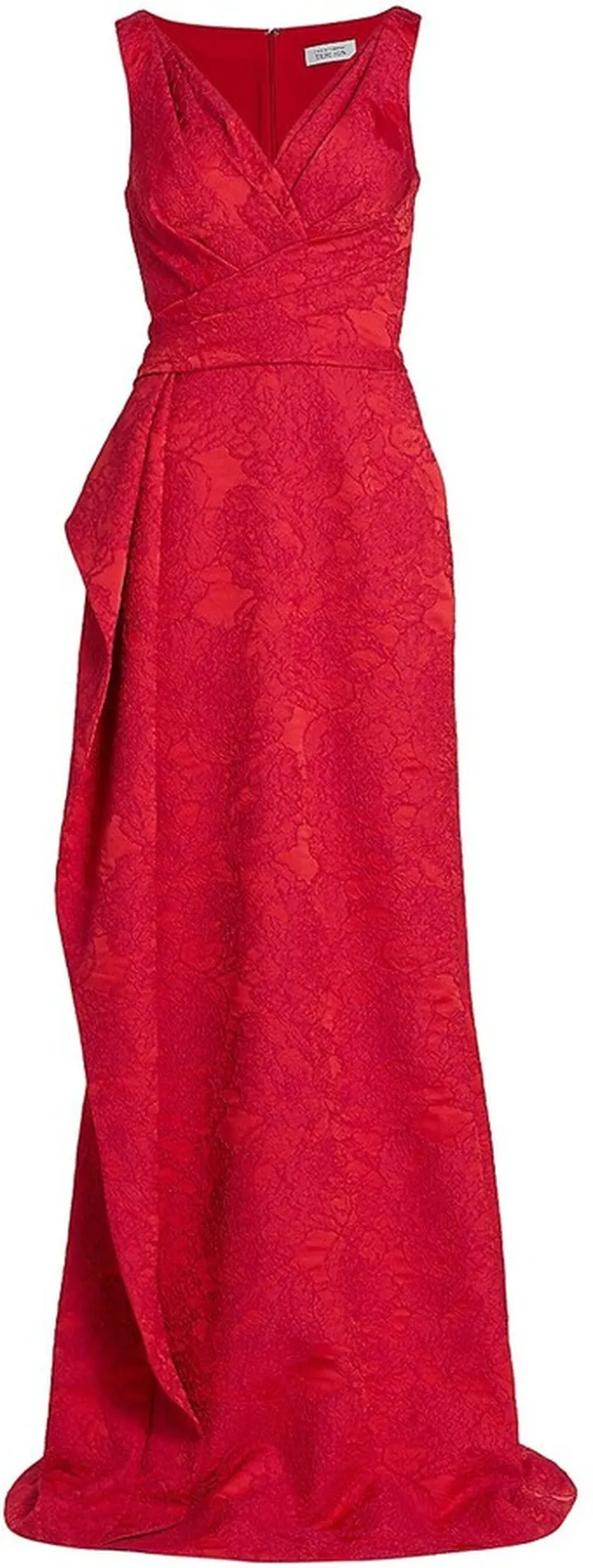Floral Jacquard Ruffle Gown