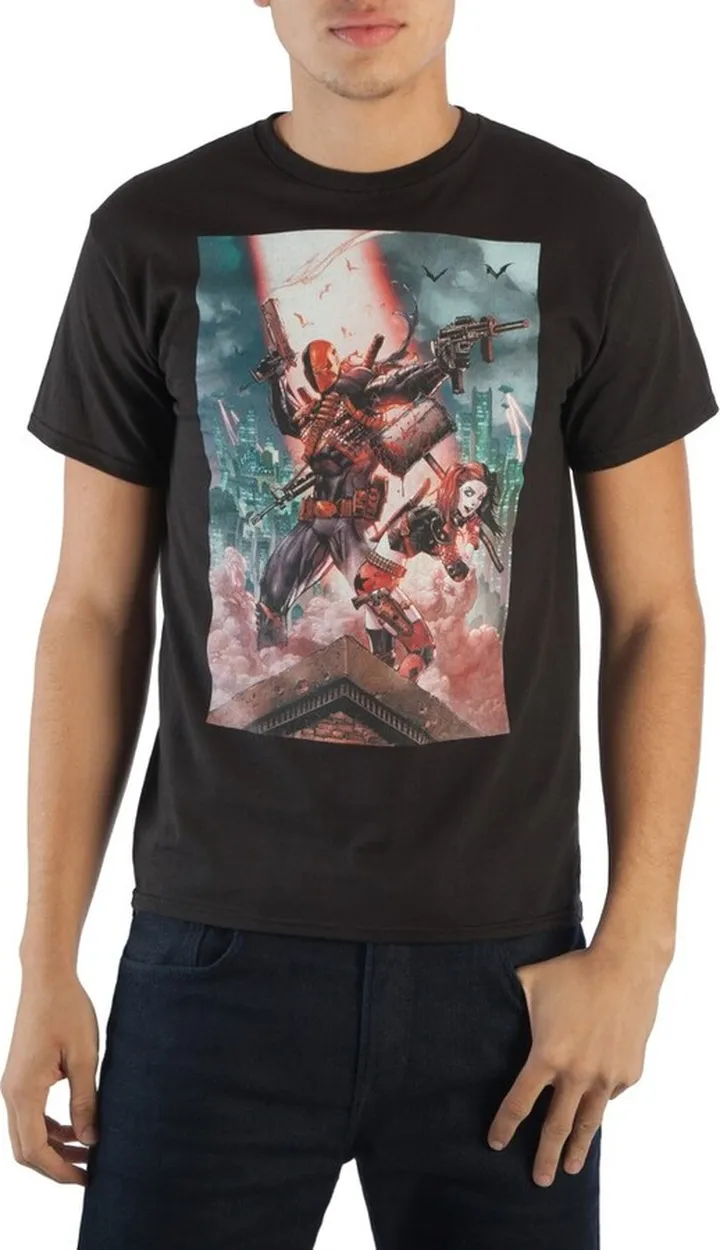 Deathstroke and Harley Quinn Men's T-shirt Tee Shirt-Large