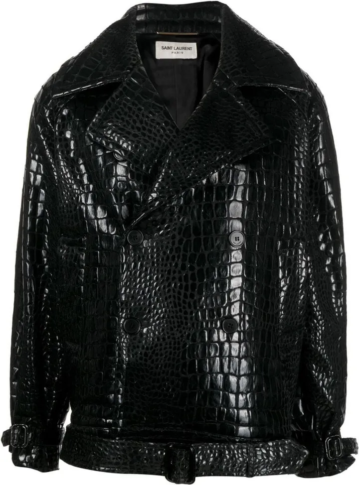 Double-Breasted Leather Coat