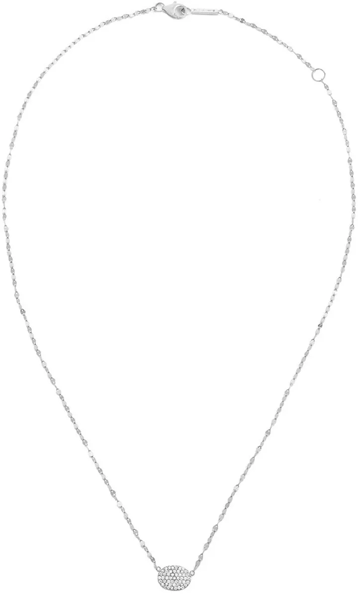 14k Diamond Pave Oval Pendant Necklace