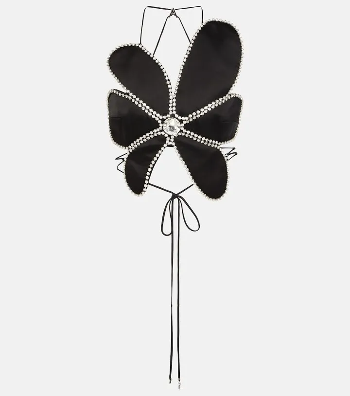 Crystal-embellished halterneck top