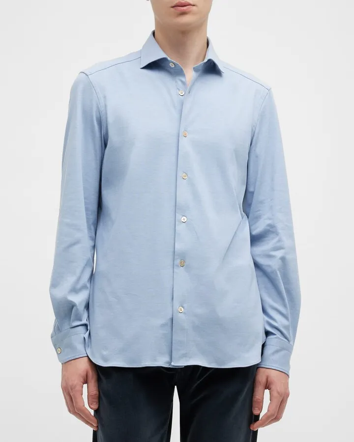 Men's Solid Jersey Sport Shirt