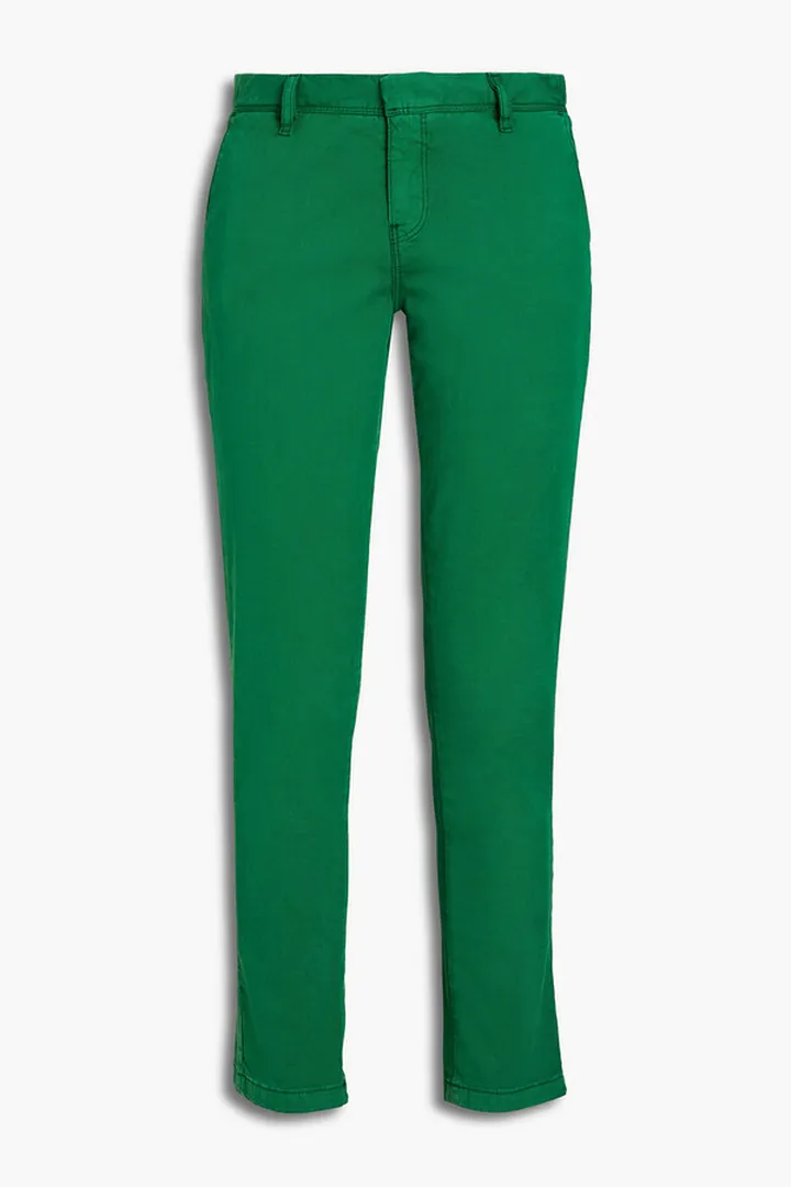 Cropped cotton-blend gabardine slim-leg pants