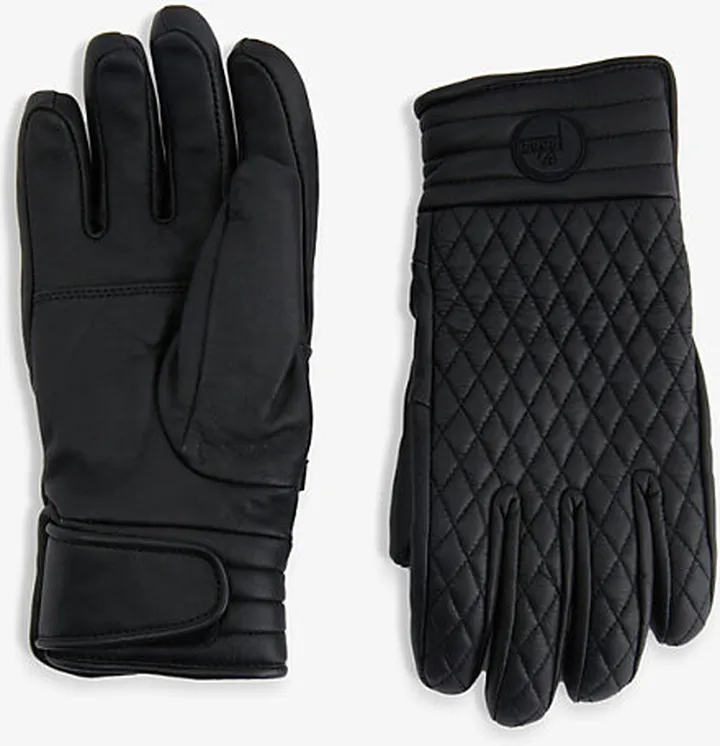Womens Noir Athena Quilted Leather Gloves