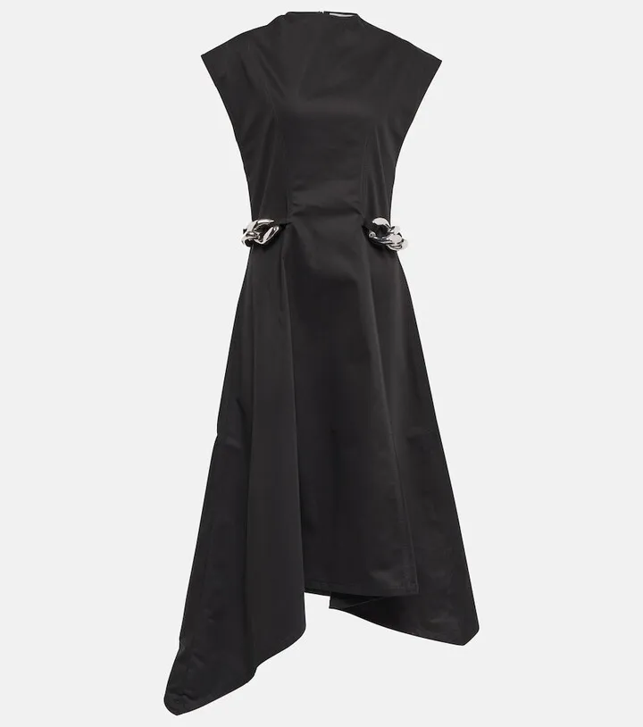 Embellished asymmetric midi dress