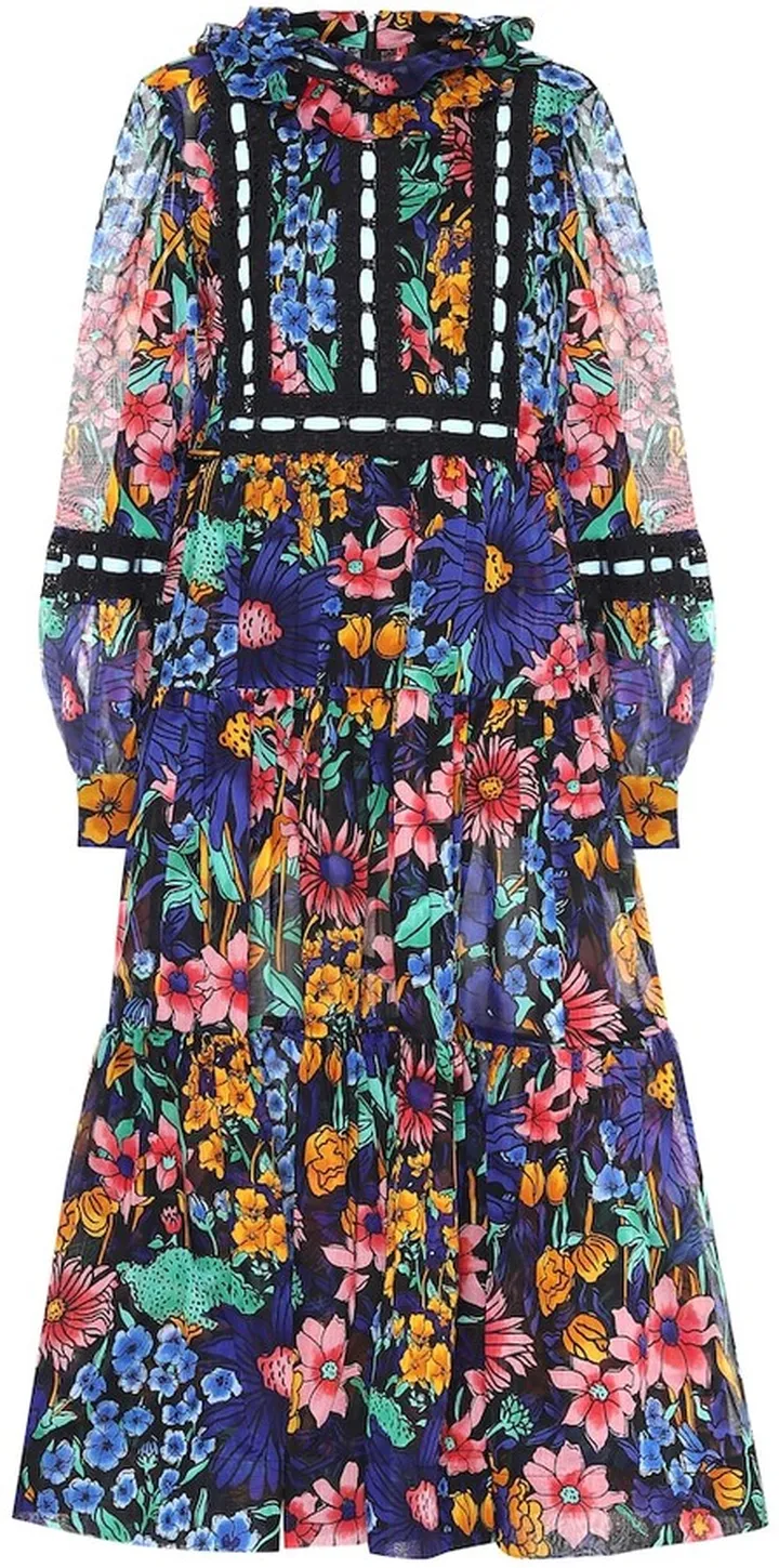 Cotton-voile floral midi dress