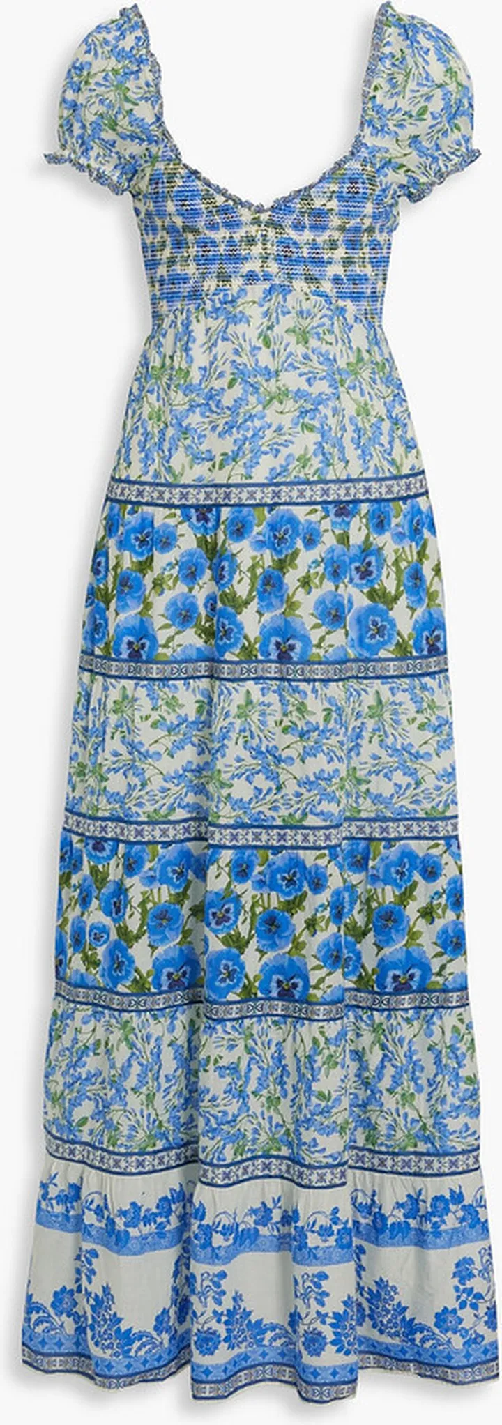 Rosalyn smocked floral-print cotton maxi dress
