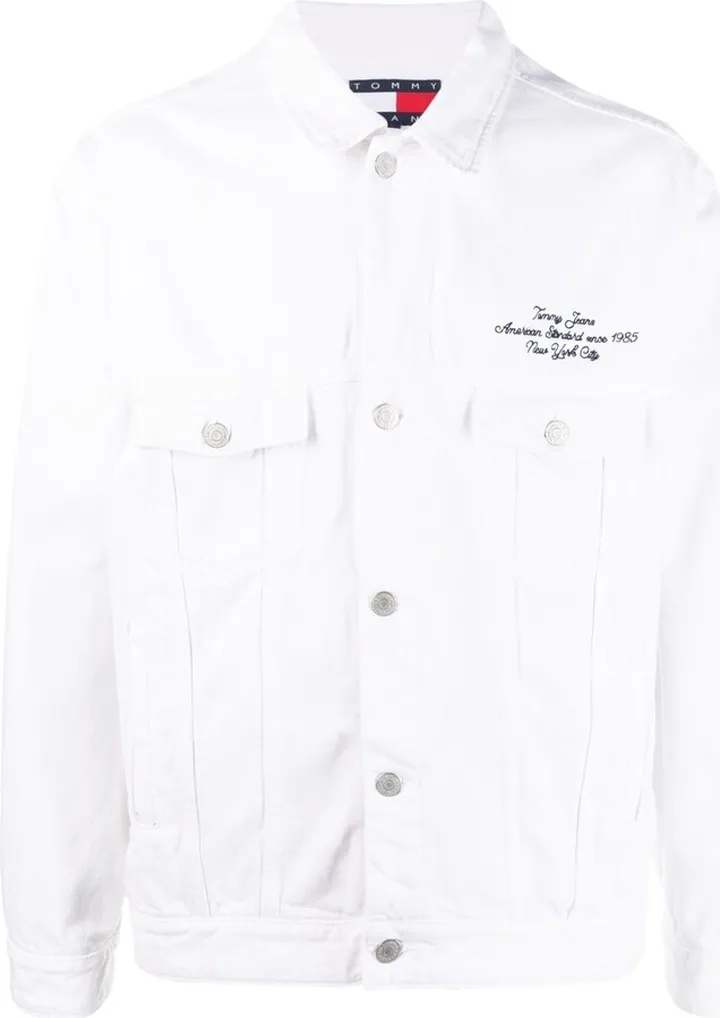 Rear Embroidered-Logo Denim Jacket