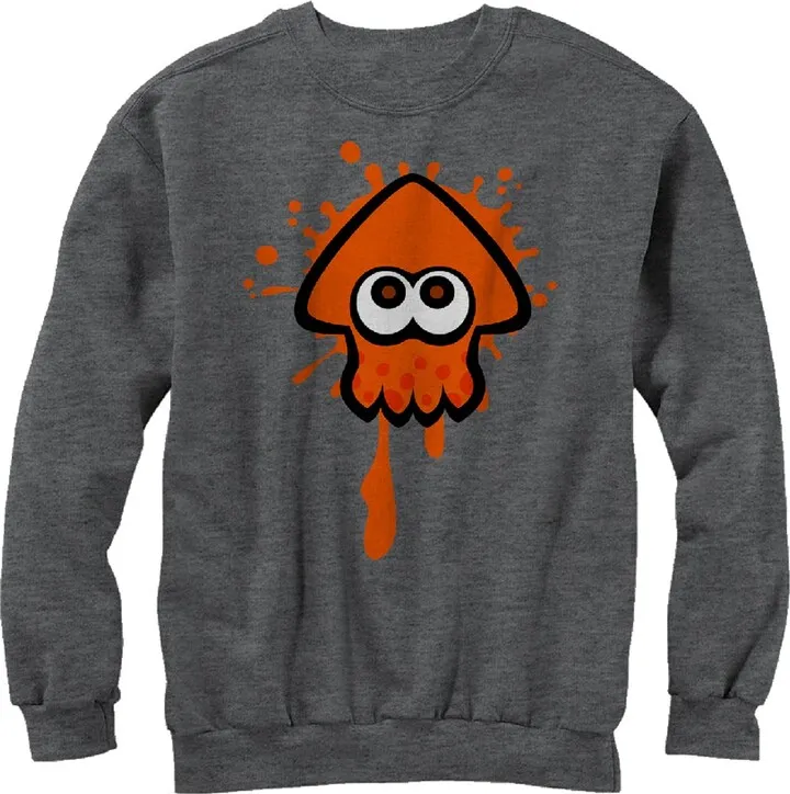 Men's Nintendo Splatoon Orange Inkling Squid Sweatshirt - Charcoal Heather - Large