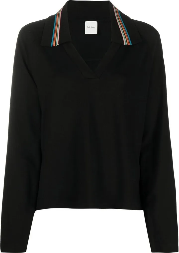 stripe-trim V-neck sweatshirt