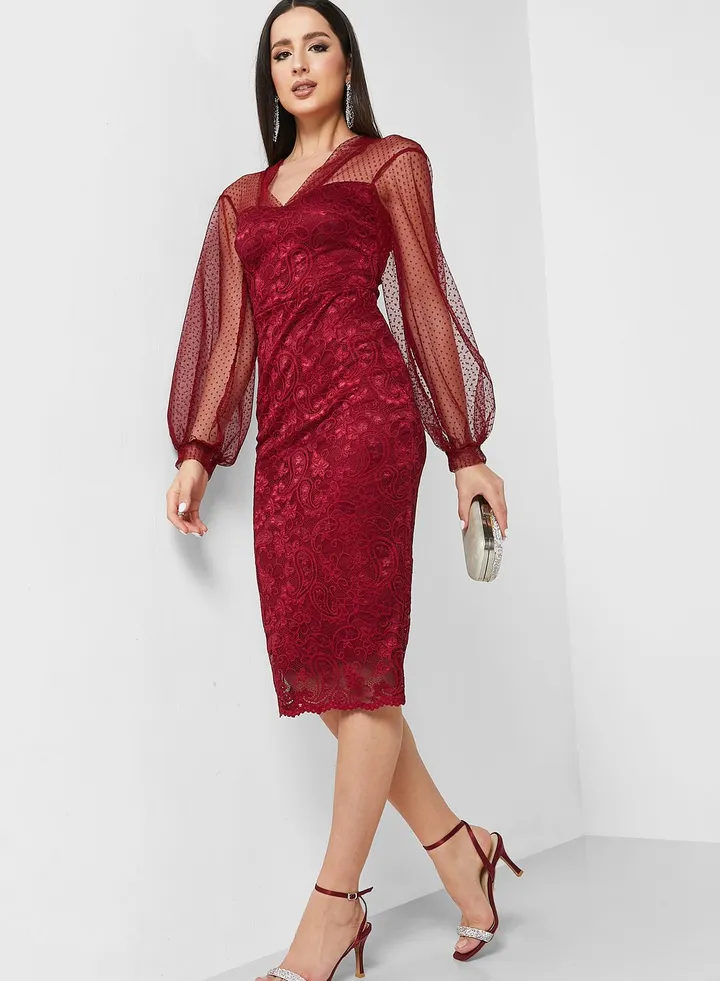 Mesh Sleeve Shift Dress