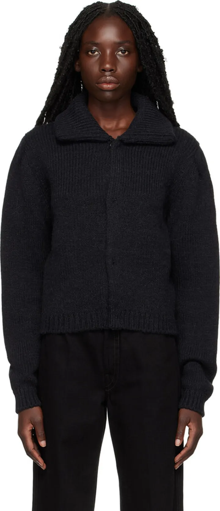 LEMAIRE Black Spread Collar Cardigan