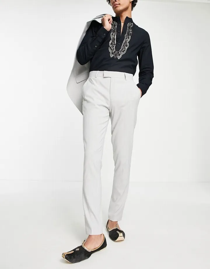 ASOS DESIGN wedding skinny suit trousers in ice grey