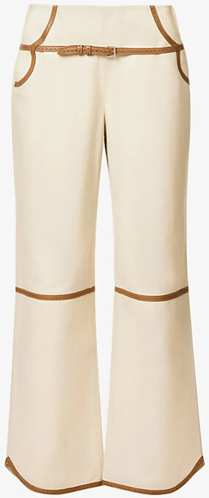 aks Potts Womens Cream pencer traight-leg Mid-rise Leather Trousers