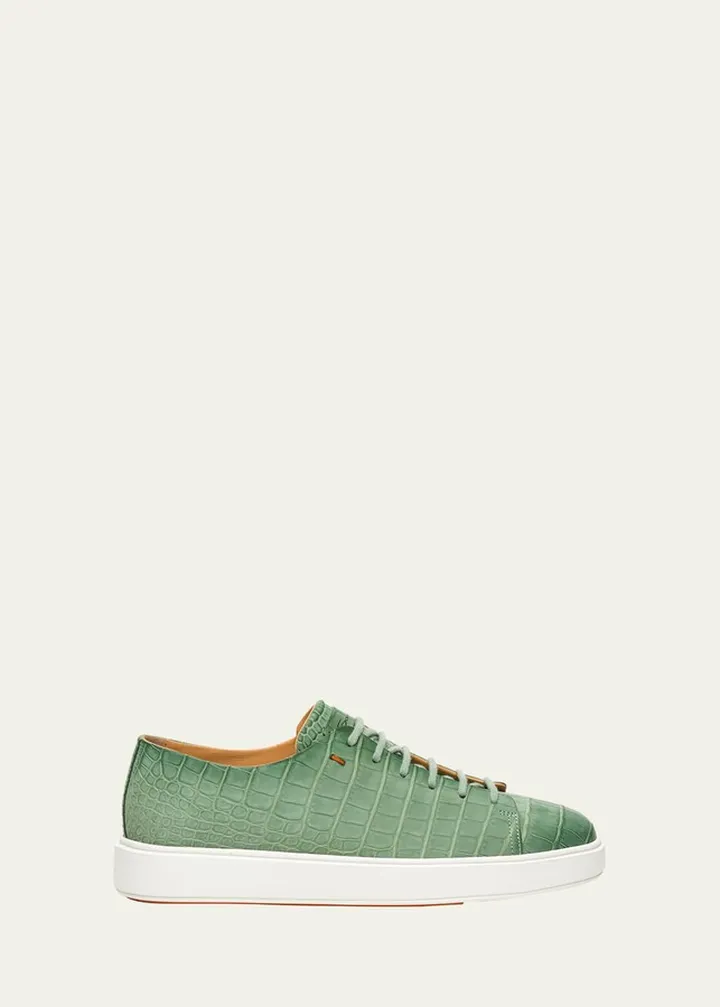 Men's Alligator Leather Low-Top Sneakers