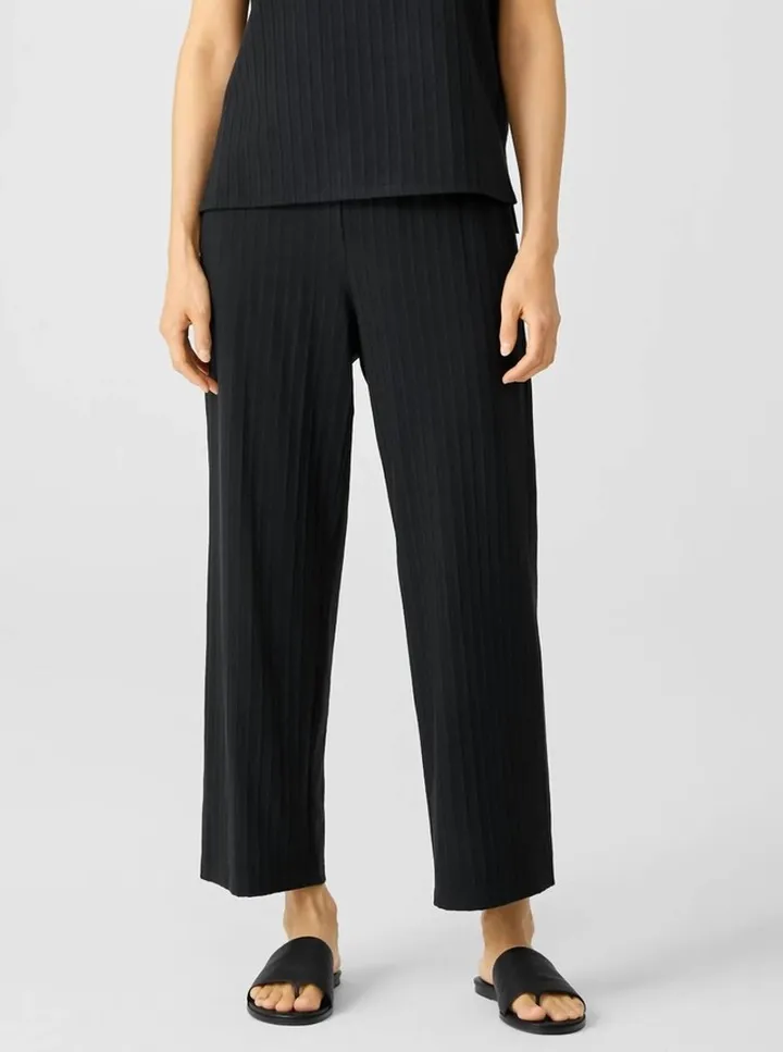 Washable Stretch Rib Straight Pant in Black