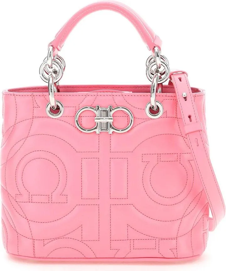 Gancini Embossed Logo Plaque Tote Bag