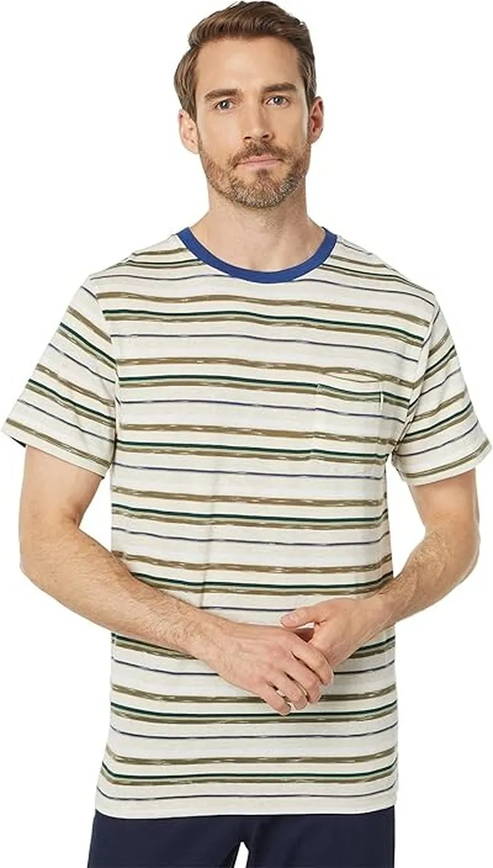 Rhythm Everyday Stripe Short Sleeve T-Shirt (Natural) Men's Clothing