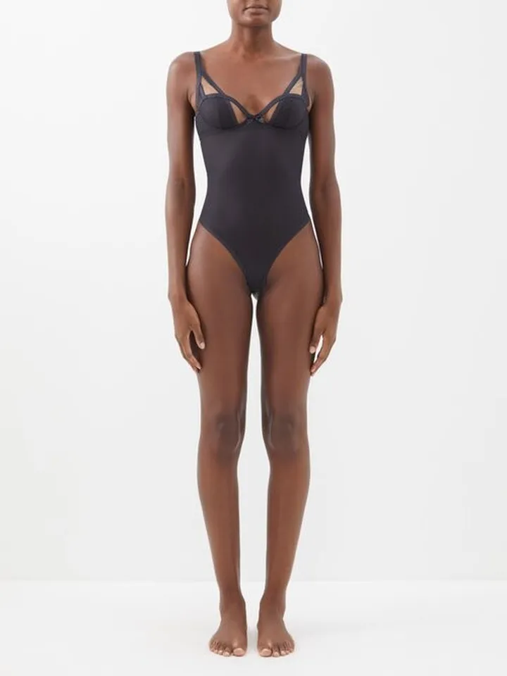 Joan Mesh-panelled Underwired Bodysuit