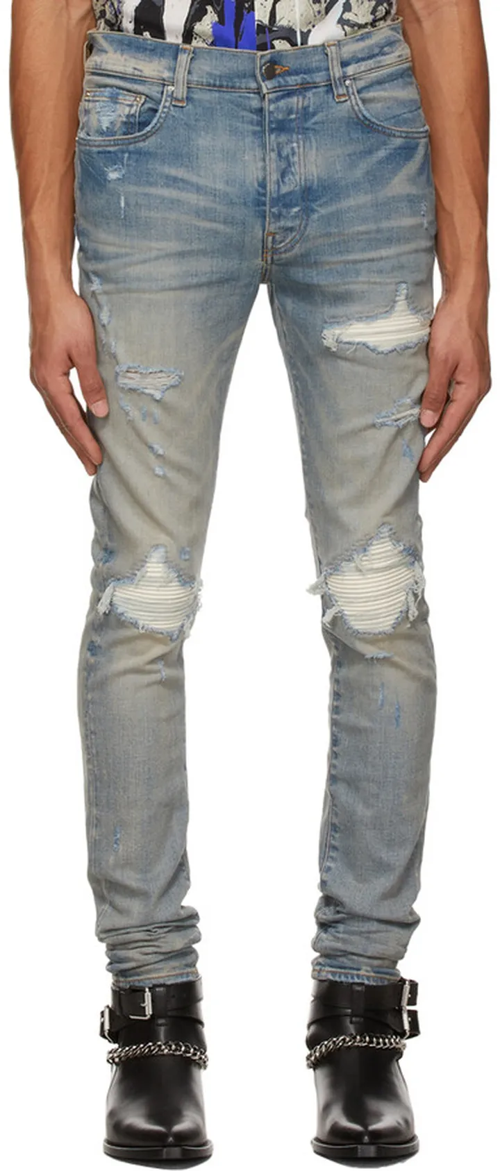 AMIRI Blue & Taupe MX1 Ultra Suede Jeans