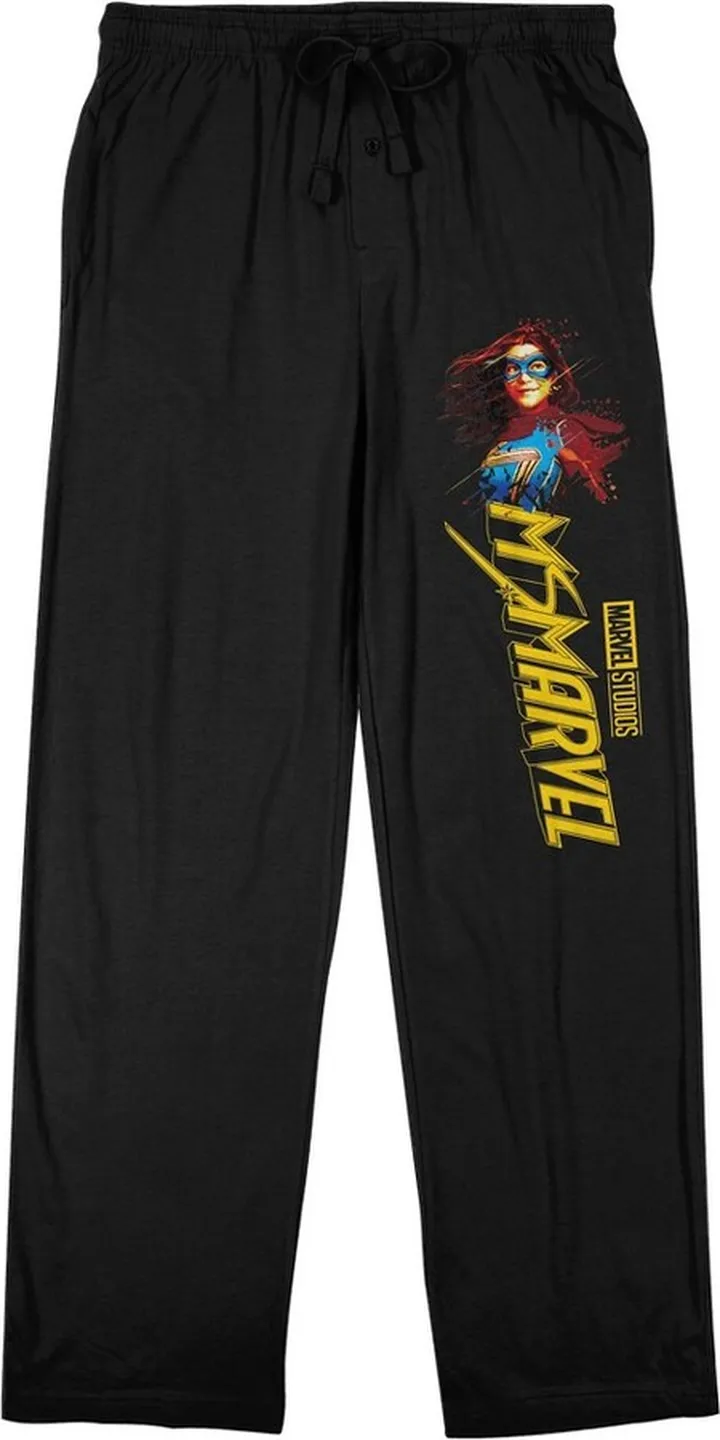Ms. Marvel Painter Splatter Ms. Marvel Men’s Black Sleep Pajama Pants-3XL