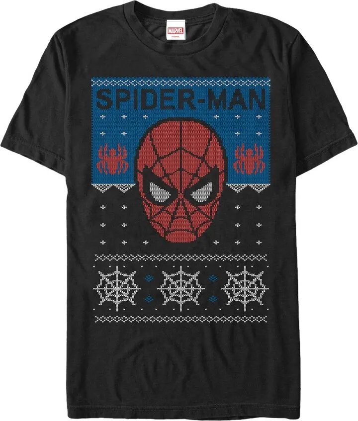 Men's Marvel Ugly Christmas Spider-Man Web T-Shirt - Black - 5X Large