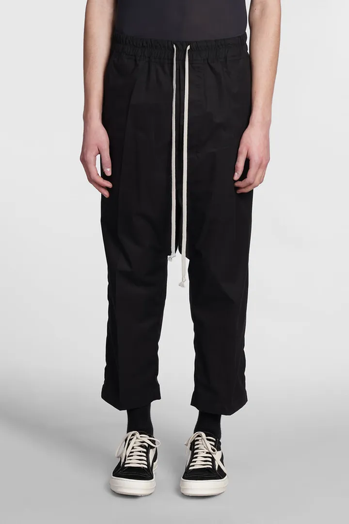 Drawstring Cropped Pants In Black Cotton
