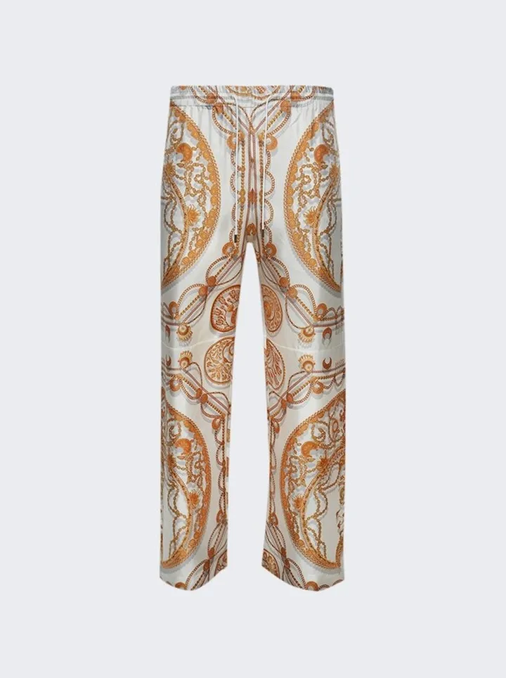 Ornament Jewelry Luxurious Pajama Pant White