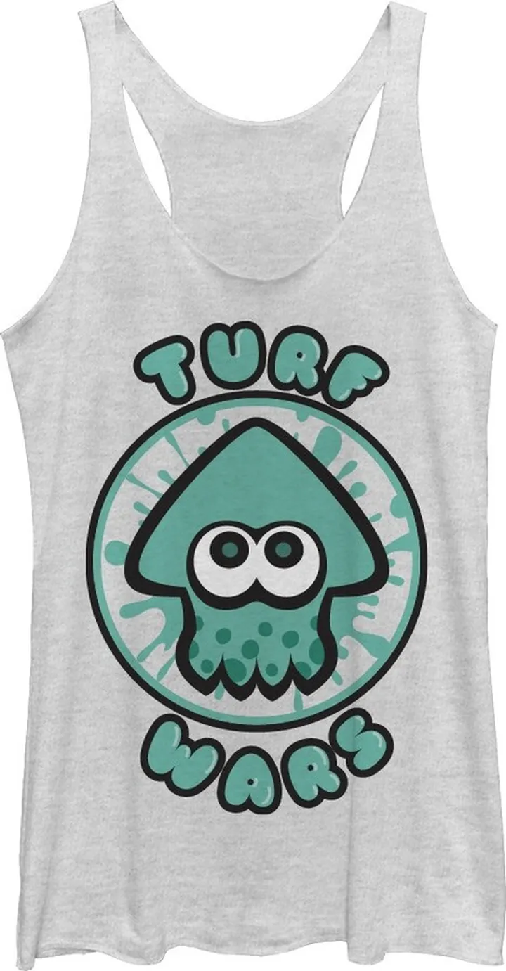 Women's Nintendo Splatoon Turf Wars Racerback Tank Top - White Heather - Large