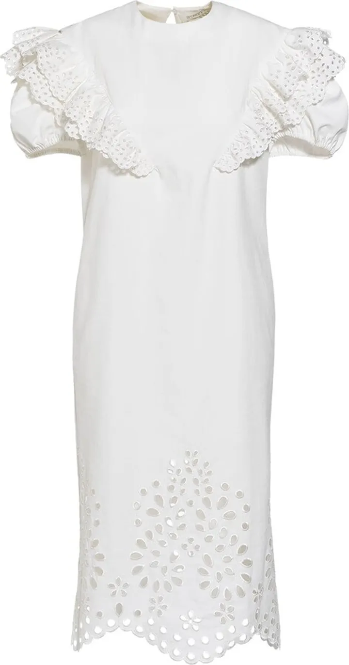 Banda twill & sangallo midi dress