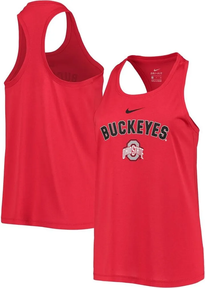 Women's Scarlet Ohio State Buckeyes Arch and Logo Classic Performance Tank Top