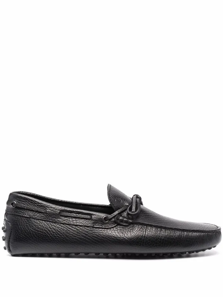 Lace-Up Pebbled Loafers