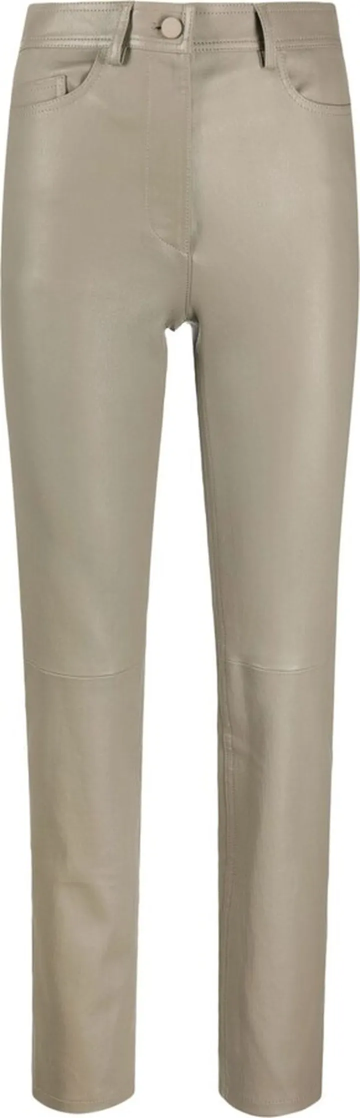 Neutral High Waist Tailored Leather Trousers