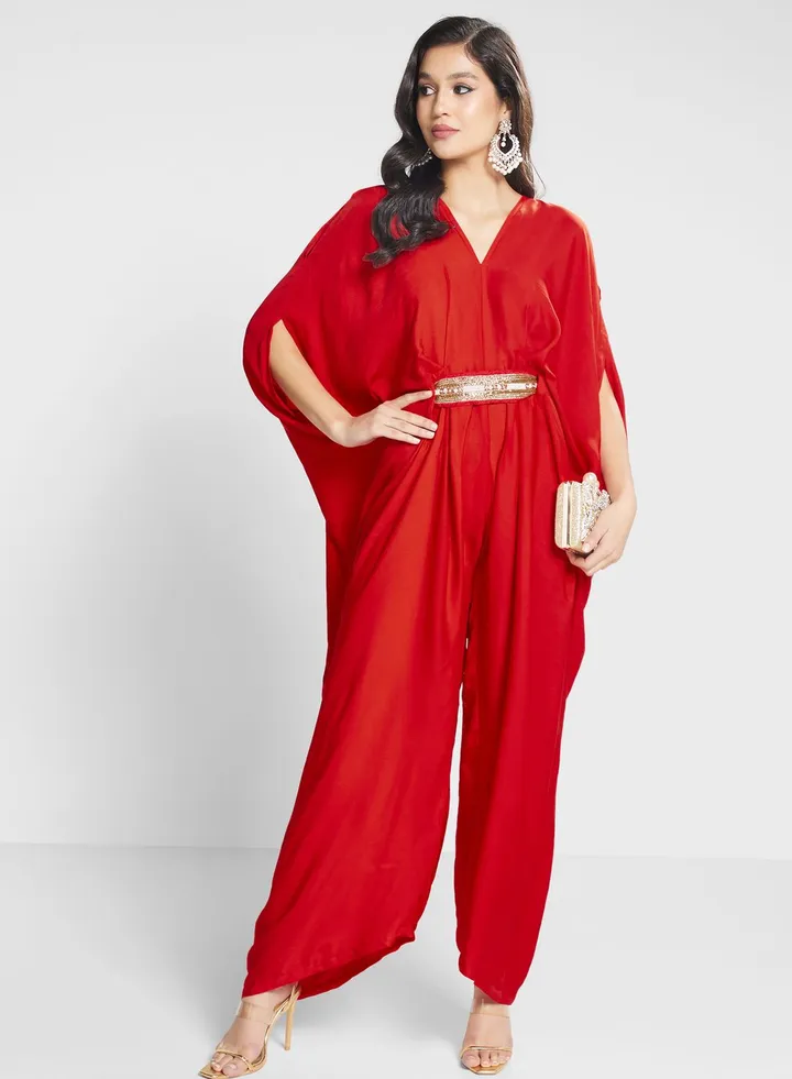 Embroidered V-Neck Dress