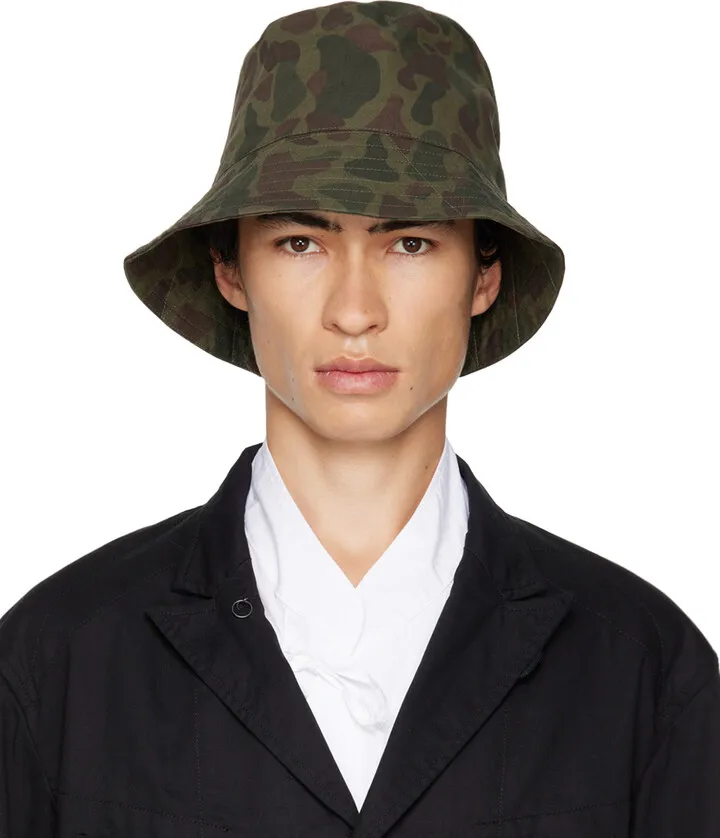 Engineered Garments Green Camouflage Bucket Hat