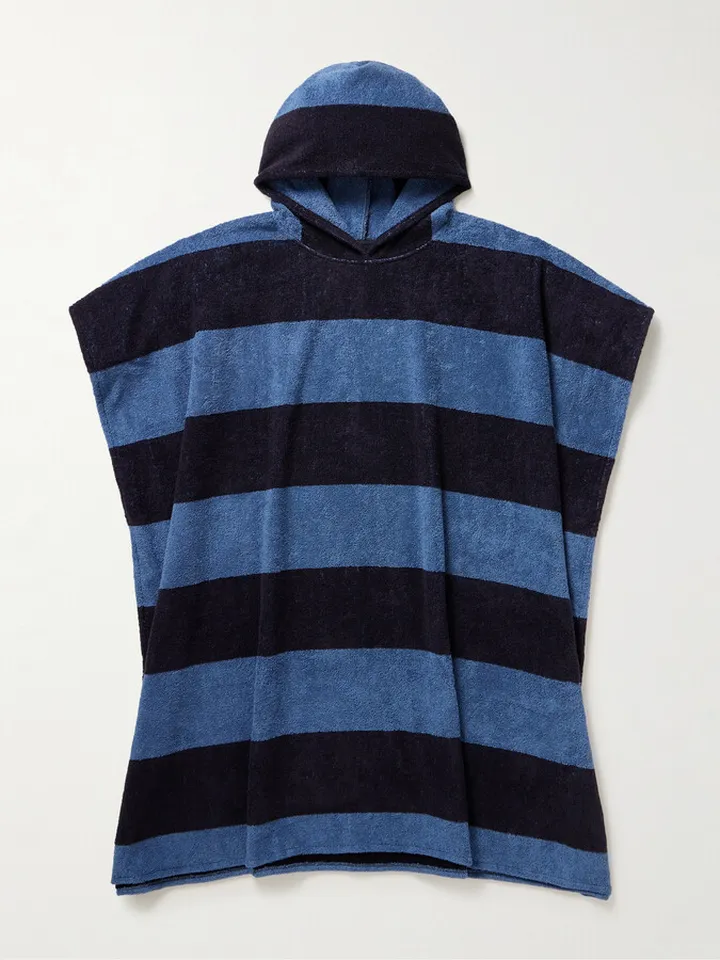 Jemima Striped Cotton-Terry Hooded Poncho