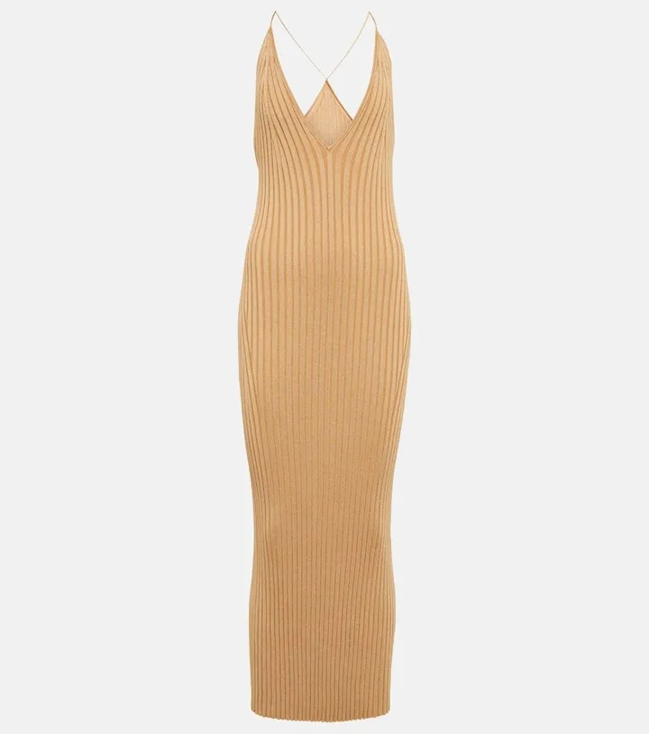 Rhea rib-knit halterneck midi dress