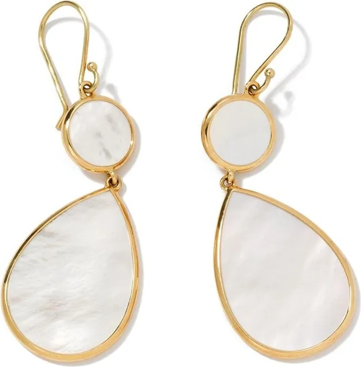 18kt yellow gold Polished Rock Candy Snowman mother-of-pearl drop earrings