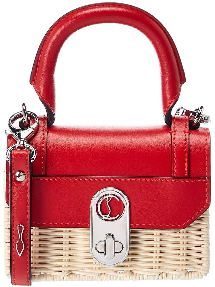 Christian Louboutin Elisa Rattan & Leather Shoulder Bag