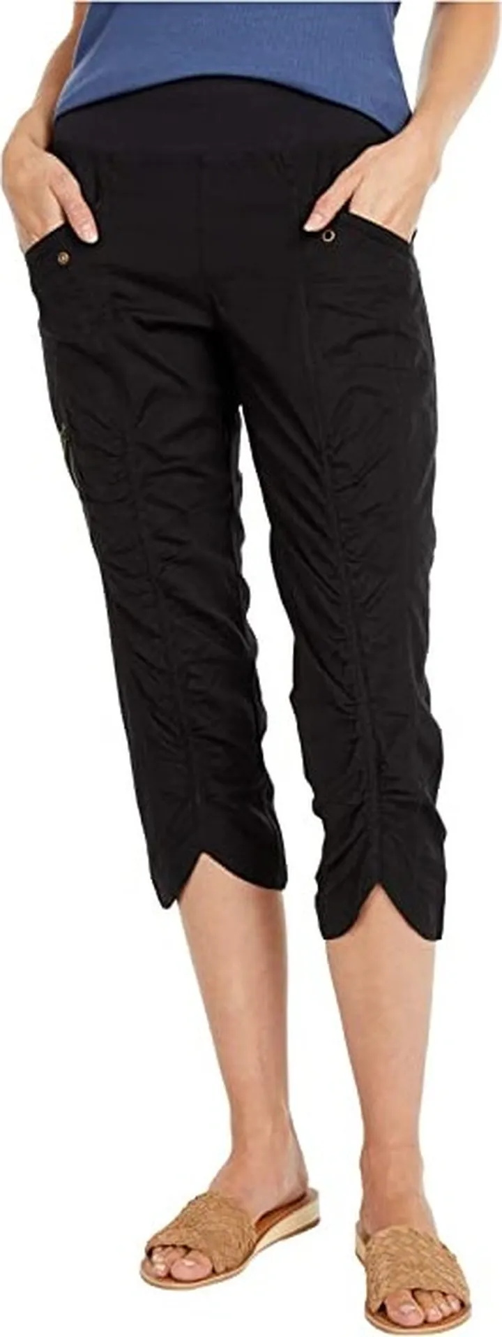 XCVI Wearables Iris Crop Pants in Stretch Poplin (Black) Women's Casual Pants