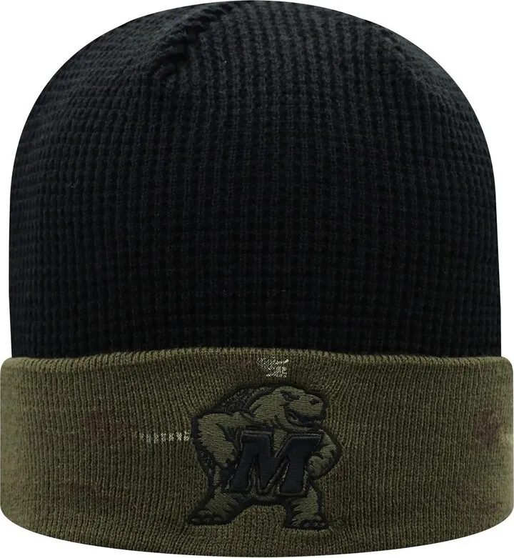 Men's Top of the World Olive and Black Maryland Terrapins Oht Military-Inspired Appreciation Skully Cuffed Knit Hat