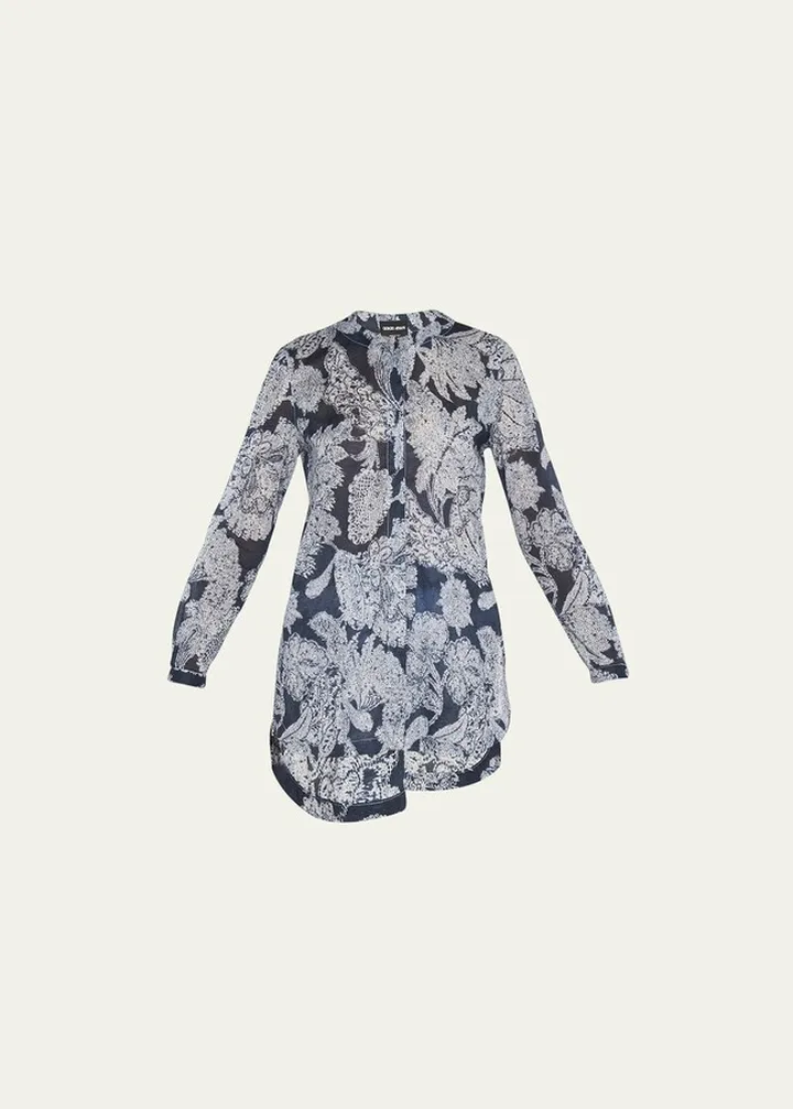 Paisley-Print High-Low Tunic Top