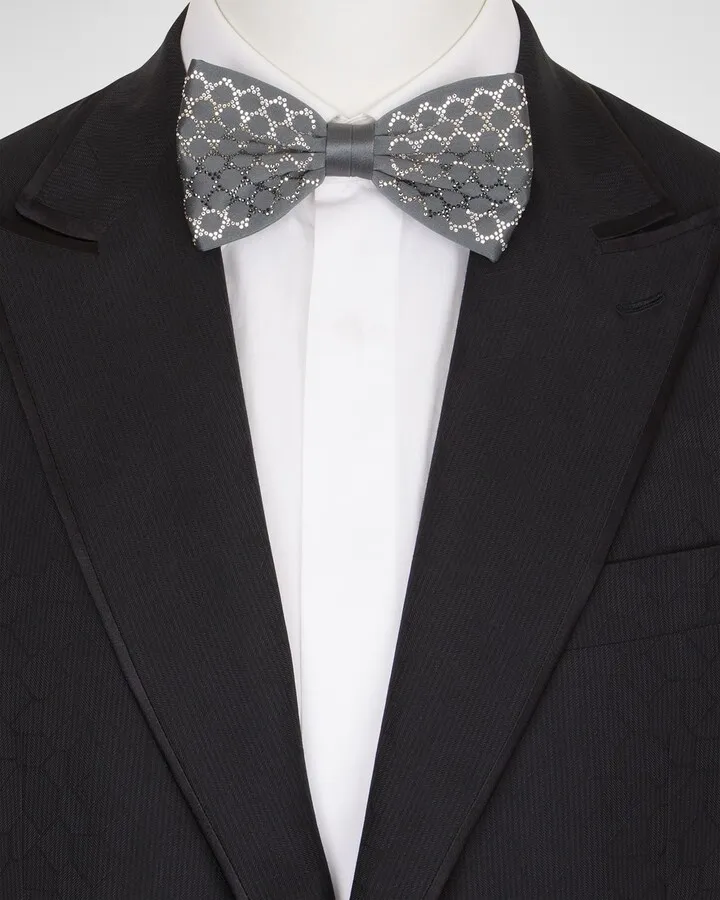 Men's Crystal-Embellished Silk Bow Tie