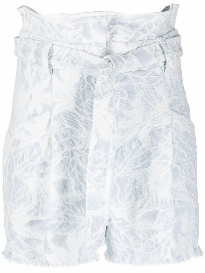 Acid-Wash Belted Shorts