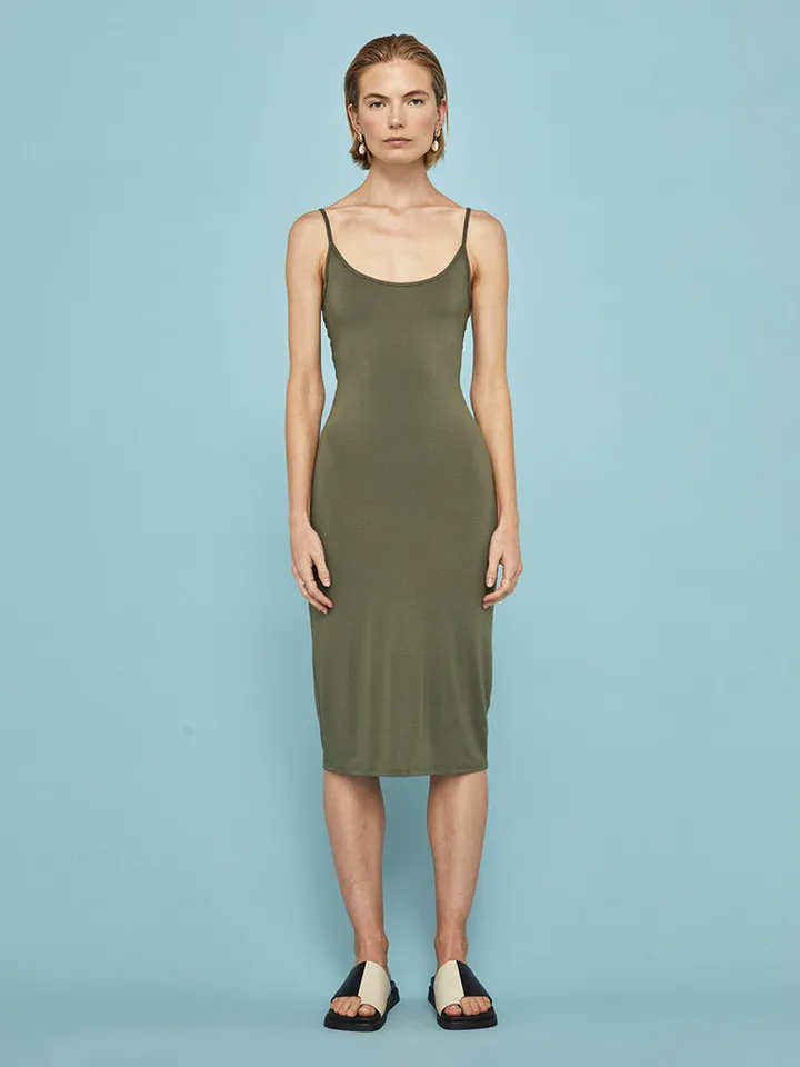 Luxe Knit Twist Back Dress - Silver Sage