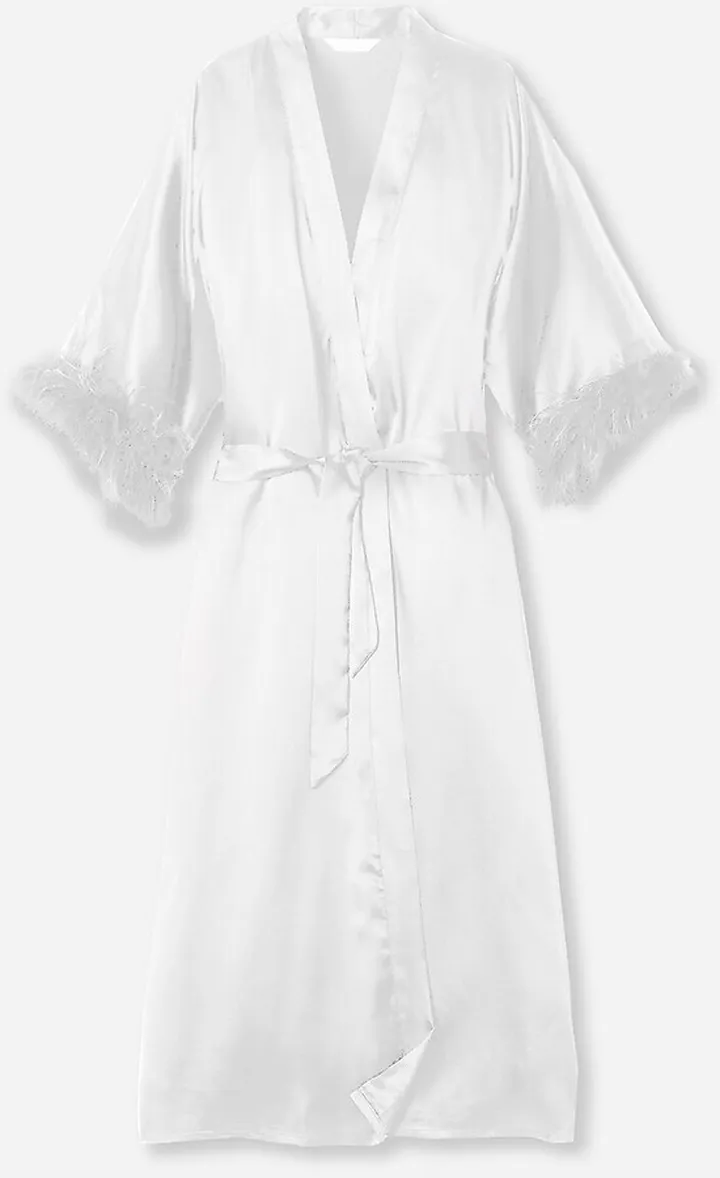 Petite Plume™ women's silk robe with feathers