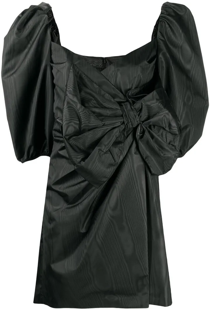 Bow-Embellished Ruched Mini Dress
